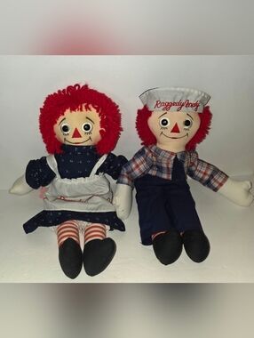 Vintage 1980s Raggedy Ann & Andy Applause Collectable Dolls Set Of 2